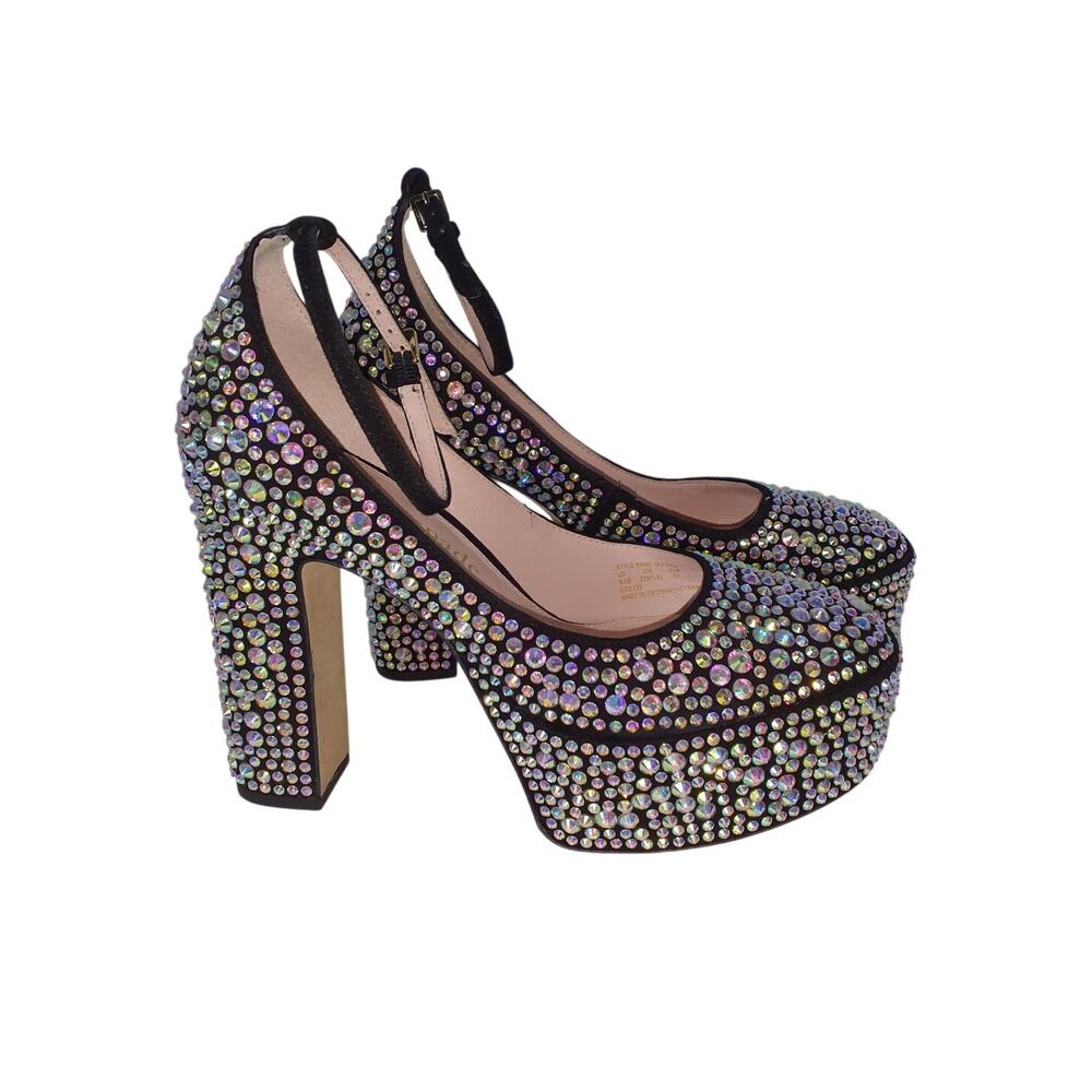Kate Spade Sparkling Black Gia Pave Platform Pump Size 6.5 B - Picture 2 of 6